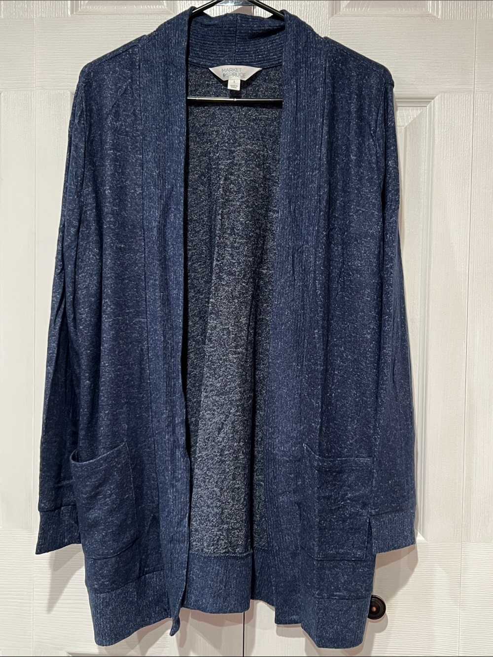 Market & Spruce Navy Open-Front Knit Cardigan